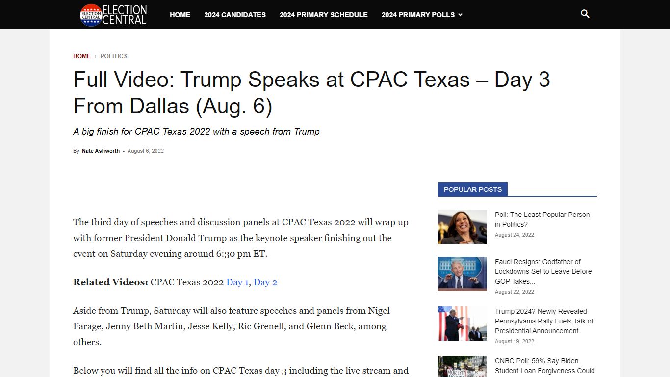 Full Video: Trump Speaks at CPAC Texas - Day 3 From Dallas (Aug. 6 ...